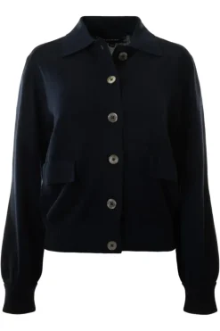 REPEAT Cashmere Fine Knit Polo Neck Cardigan in^ Sweaters