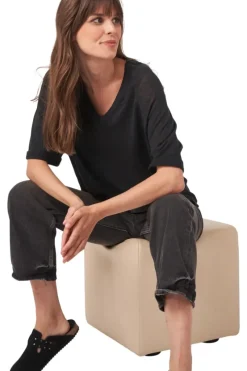 REPEAT Cashmere Linen V-neck Sweater in^ Sweaters