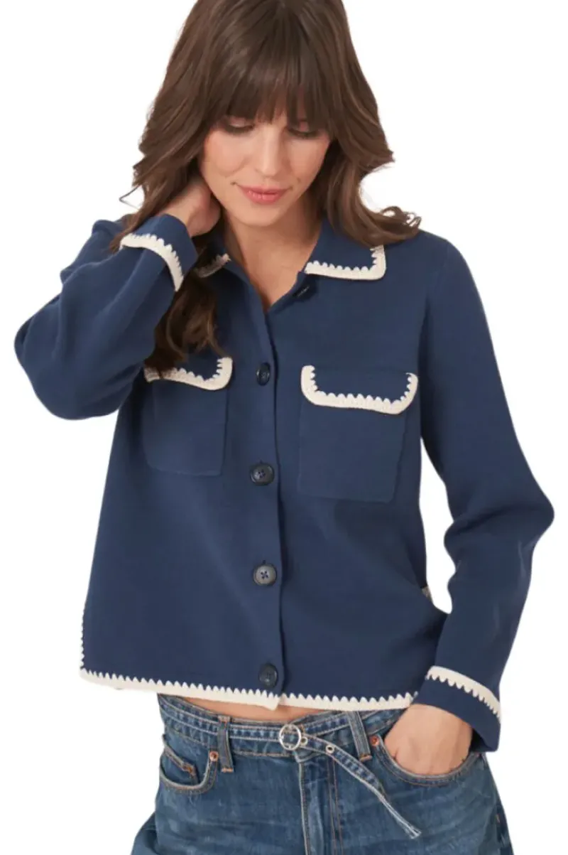 REPEAT Cashmere Polo Neck Buttoned Cardigan with Crochet Details in^ Sweaters