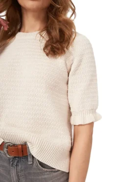 REPEAT Cashmere Short Sleeve Cotton Textured Knit Sweater in^ Sweaters