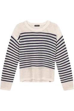 REPEAT Cashmere Striped Ajour Sweater in^ Sweaters