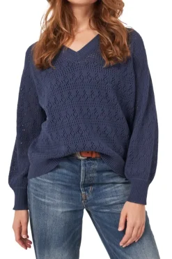 REPEAT Cashmere V-neck Pointelle Sweater in^ Sweaters