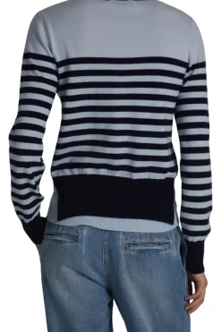 Saint Art Baret Striped Sweater in Skyway-Navy Stripe^ Sweaters