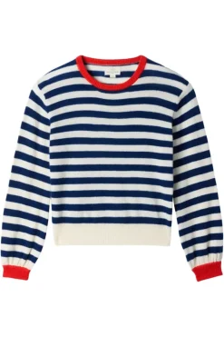 Trovata Birds of Paradis Ryann Sweater in Navy Stripe with Red^ Sweaters