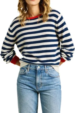 Trovata Birds of Paradis Ryann Sweater in Navy Stripe with Red^ Sweaters