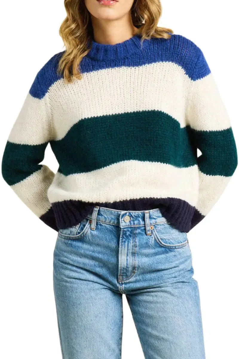 Trovata Birds of Paradis Susan Sweater in Antique White with Multi Stripes^ Sweaters