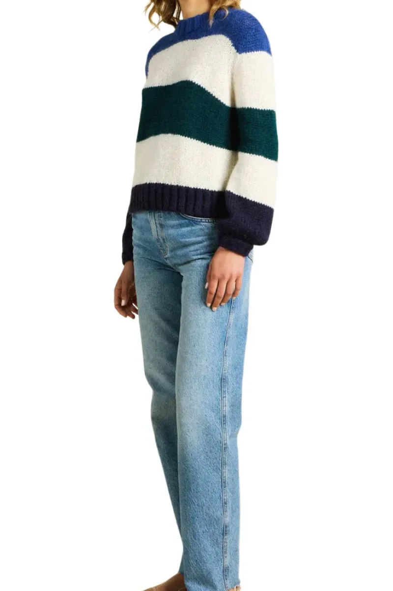 Trovata Birds of Paradis Susan Sweater in Antique White with Multi Stripes^ Sweaters