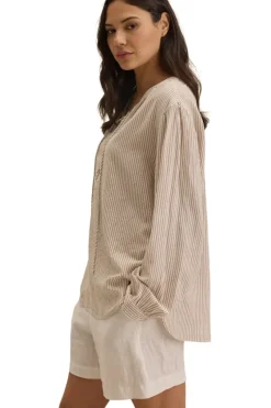VELVET Deara Cotton Blend Striped Blouse in^ Tops