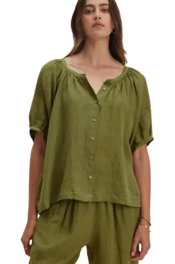 VELVET Jaimi Woven Linen Top in^ Tops