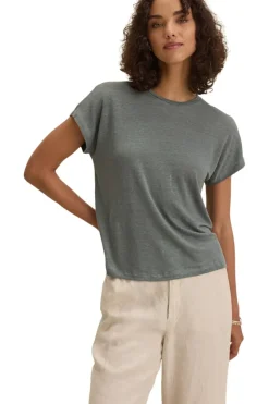 VELVET Jasmine Linen Knit Short Sleeve Crewneck Tee^ Tops