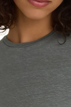 VELVET Jasmine Linen Knit Short Sleeve Crewneck Tee^ Tops
