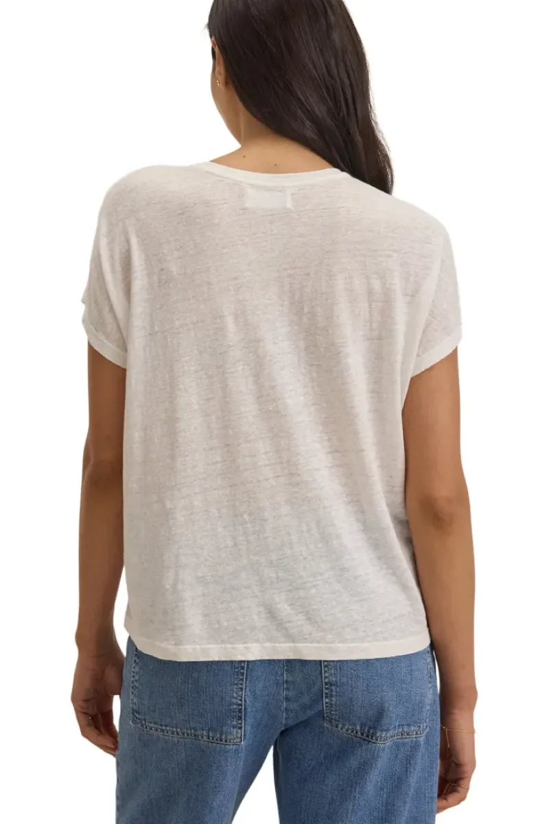 VELVET Jasmine Linen Knit Short Sleeve Crewneck Tee^ Tops