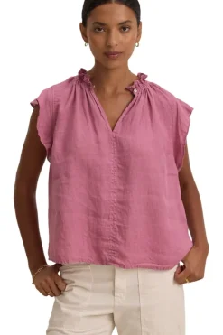 VELVET Semira Woven Linen Top in^ Tops