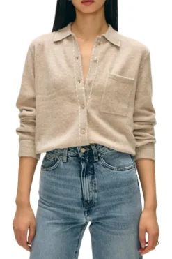 WHITE & WARREN Cashmere Embroidered Stitch Shirt^ Sweaters