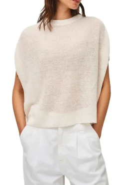 WHITE & WARREN Classic Linen Ribbed T-shirt in^ Tops