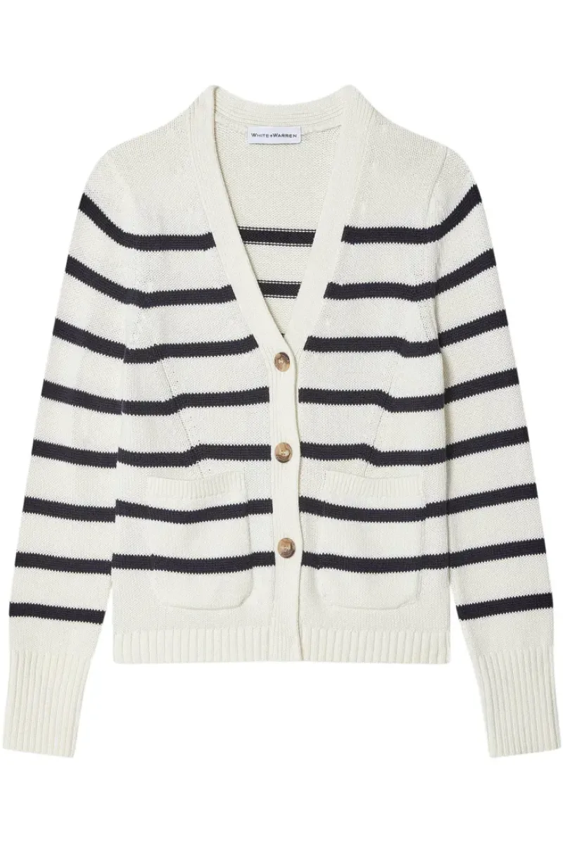 WHITE & WARREN Organic Cotton Waisted Cardigan in^ Sweaters