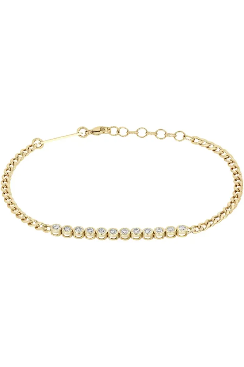 ZOE CHICCO Diamond Bezel Tennis Segment Curb Chain Bracelet in 14k^ Bracelets