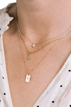 ZOE CHICCO Diamond Small Square Edge Dog Tag Necklace in^ Necklaces