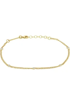 ZOE CHICCO Extra Small Curb Chain Bracelet with 5 Floating Diamonds in 14k^ Bracelets