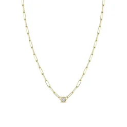 ZOE CHICCO 14k Floating Diamond Small Paperclip Chain Necklace in^ Necklaces