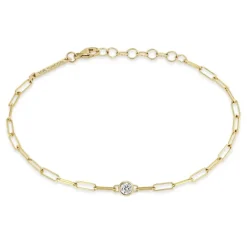 ZOE CHICCO 14k Floating Diamond Small Paperclip Chain Bracelet in^ Bracelets