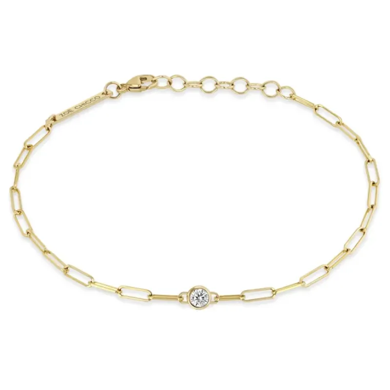 ZOE CHICCO 14k Floating Diamond Small Paperclip Chain Bracelet in^ Bracelets