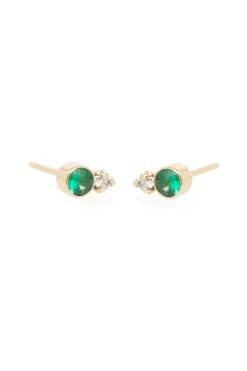 ZOE CHICCO 14K Mixed Emerald and Diamond Prong Studs^ Earrings