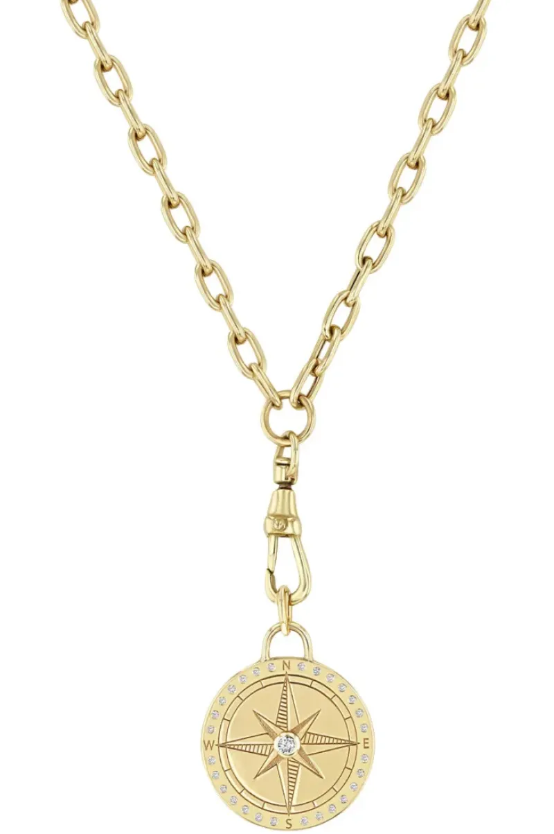 ZOE CHICCO Medium Compass Medallion Chain with Clasp Necklace in 14k^ Necklaces