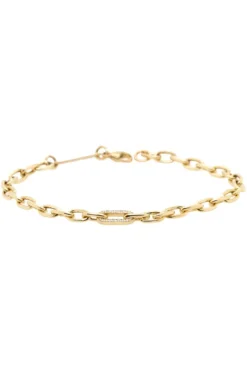 ZOE CHICCO Medium Square Oval Chain Bracelet with Pavé Diamond Link in 14k^ Bracelets