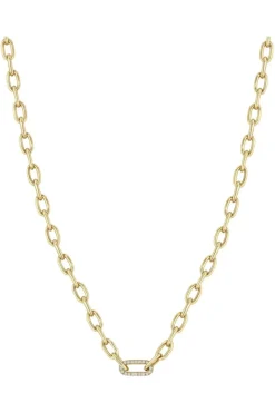 ZOE CHICCO Medium Square Oval Chain With Pavé Diamond Link Necklace in 14k^ Necklaces