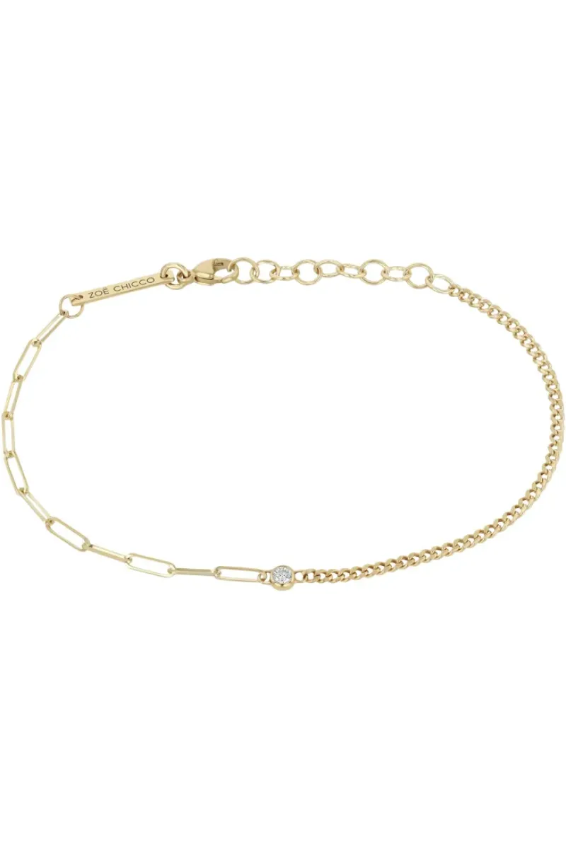 ZOE CHICCO Small Paperclip & Curb Bracelet in^ Bracelets